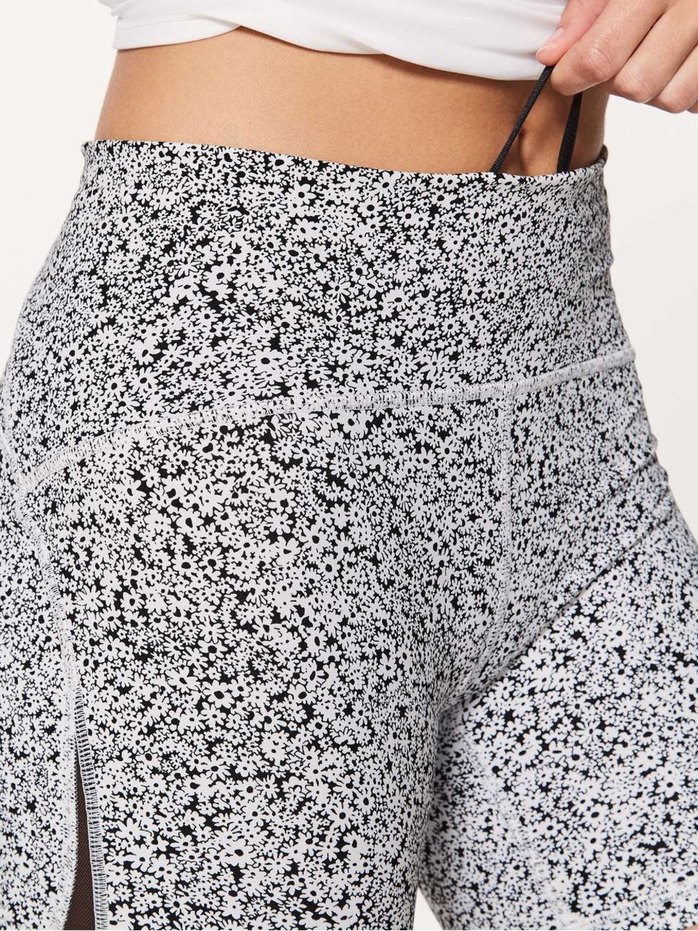 lululemon athletica Black and White Floral Bike Shorts